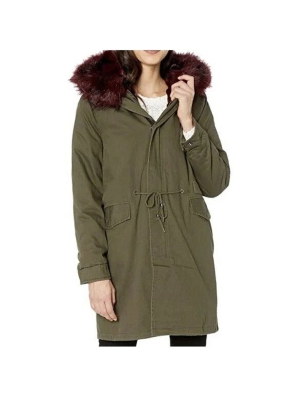 Avec Les Filles Hooded Parka Jacket Cozy Winter Faux Fur Boho Grunge Womens M